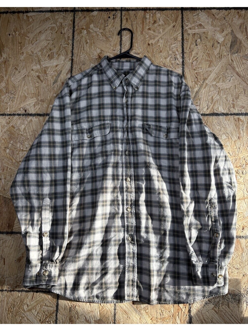 Browning Mens XL Button Down Plaid Casual Polo Collar Shirt Buck Logo